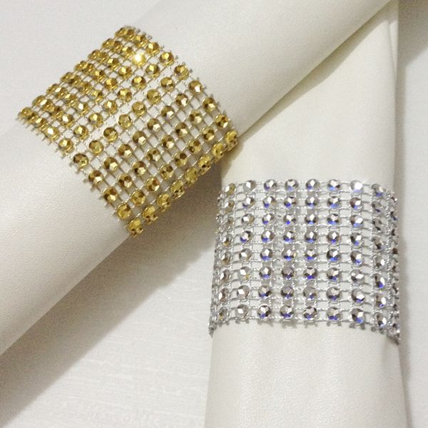 Wholesale Wedding Napkin Rings 8rows Silver Gold With Ribbon