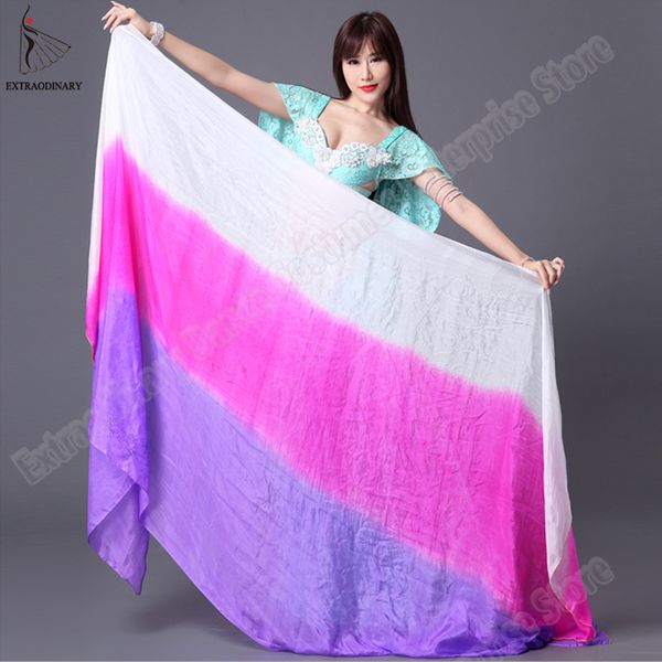 

belly dance silk veils hand thrown scarf shawl gradient rainbow stage performance women dance accessories prop double colors, Black;red