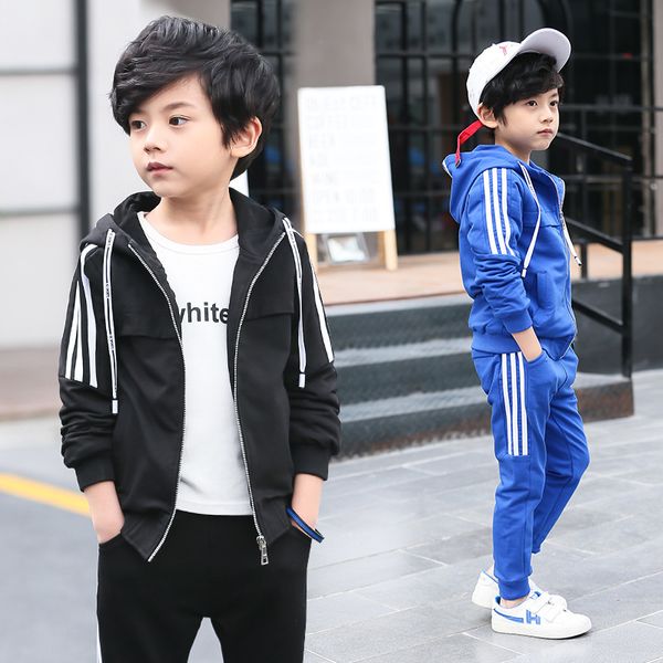

kids clothes boy's sports set kids clothing sets boy teenagers sport suit school kids suit sets boys jackets & pants tracksuit y1893004, White