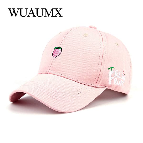 

wuaumx baseball cap for women casual caps for girls orange banana cherry peach strawberry fruit print women's cap cute casquette, Blue;gray