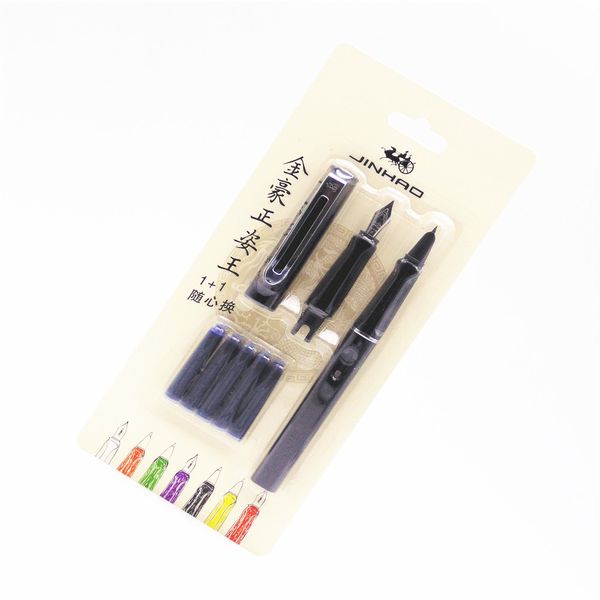 

jinhao 599 black set pen 5pcs blue ink medium nib fine nib fountain pen student calligraphy office business