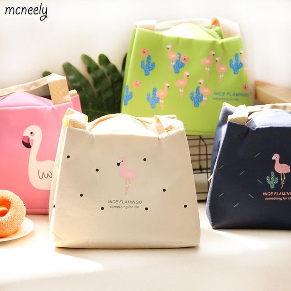 

2018 new fashion portable insulated canvas lunch bag new portable thermal insulated snack lunch box carry tote storage bag, Blue;pink