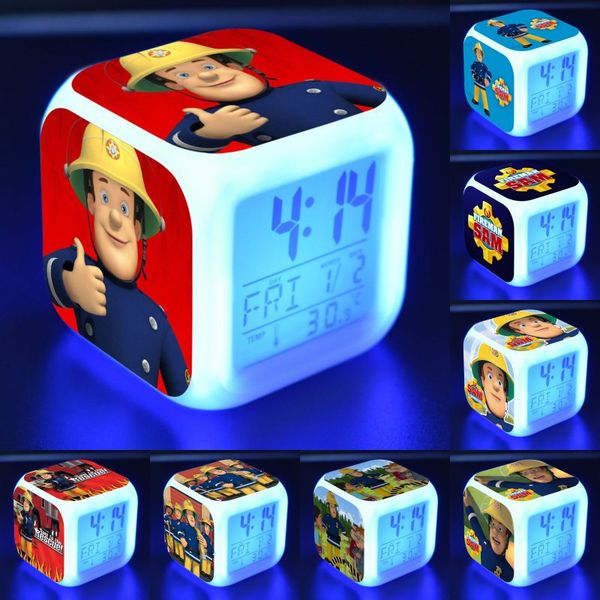 

digital alarm clock fireman sam led alarm clock multifunction digital desk touch light desk watch clock kids toys