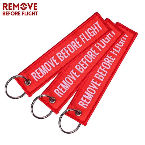 

Letter Handbag Keychain Remove Before Flight Key Chain Aviation Gifts Important Things Tag Label Red Embroidery Bag Key Keychain Pendant