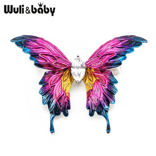 

wuli&baby luxury purple butterfly brooches copper crystal insects party banquet weddings brooch designer men women's accessories, Gray