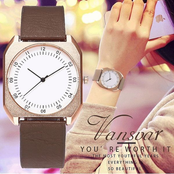 

vansvar brand fashion simple super thin dial watches luxury women watches casual male quartz clock man watch wristwatches gift, Slivery;brown