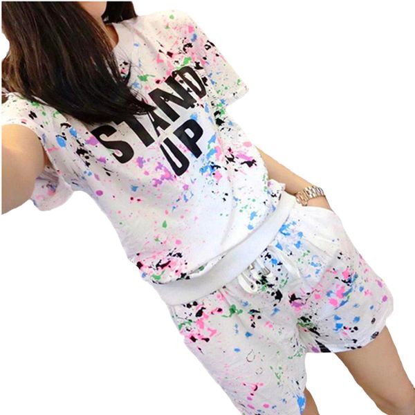 

2018 new summer women set short sleeve printed t shirt + shorts sweat suits set women tracksuits camouflage two piece sets, Gray