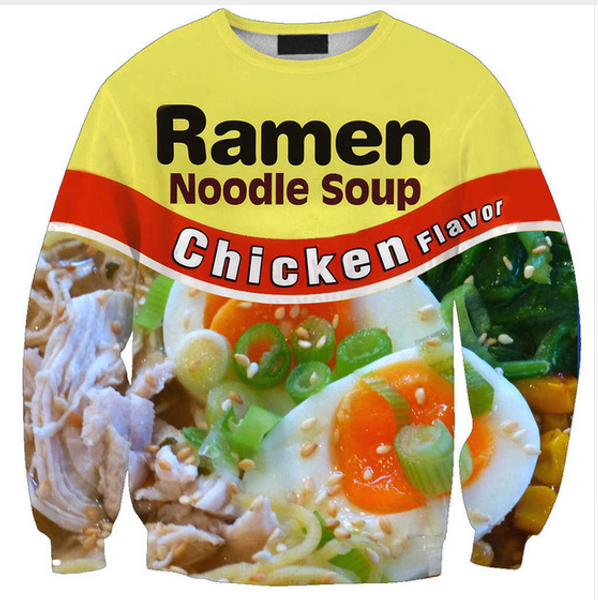 

wholesale-fashion womens/mens hd noodle funny 3d print casual sweatshirt sz04, Black