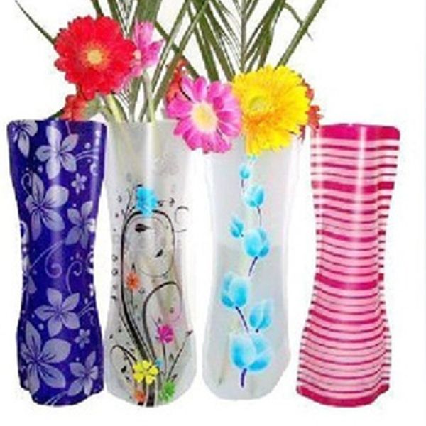 

dhl pvc foldable vases collapsible water bag plastic wedding party vases home ornaments decoration tabllevase 27*12cm hh7-1075