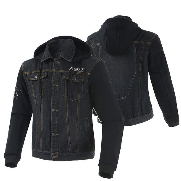 

2018 new casual lapel denim motorcycle clothing dispensing protector drop-resistant male sweatshirt riding jacket