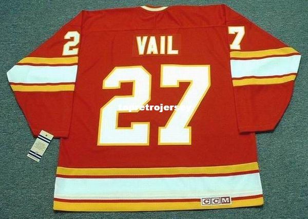 

wholesale mens eric vail atlanta flames 1977 ccm vintage retro hockey jersey, Black;red
