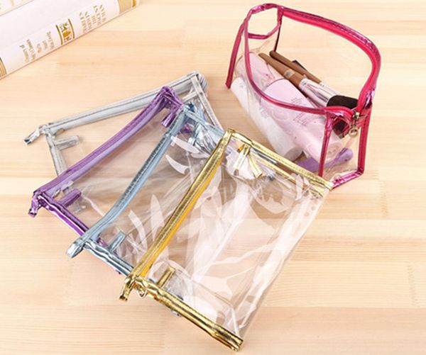 Fábrica de Proteção Ambiental PVC Transparente Tornar Cosmetic Bag Mulheres Viagem-se de Higiene Pessoal Bolsas Makeup Organizer Caso