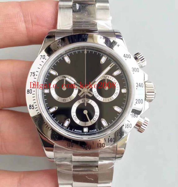 

2 color luxury watch ar factory 40mm cosmograph 116520 904l chronograph working swiss cal.4130 movement automatic mens watches, Slivery;brown