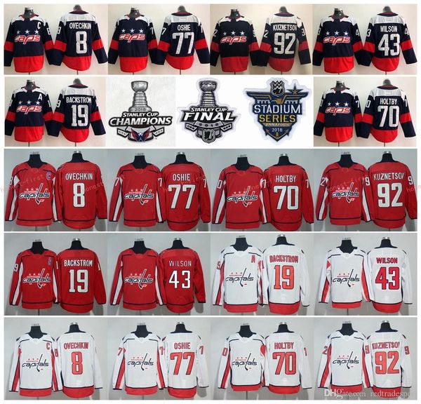 

Hockey wa hington capital alexander alex ovechkin jer ey 8 tom wil on 43 braden holtby tj o hie evgeny kuznet ov nickla back trom red men, Black;red