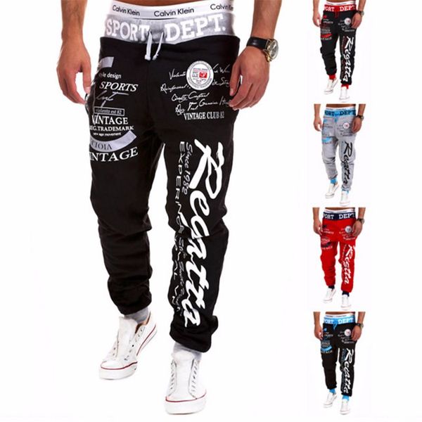 

trousers 2016 baggy mens letter printing baggy harem cool long pants joggers wear styles plus size m-xxxl drawstring, Black