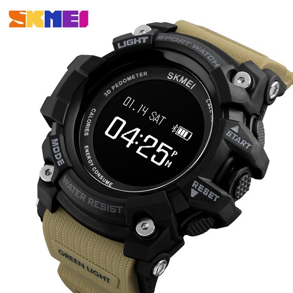 

skmei smart watches men heart rate sport bluetooth fitness watch pedometer calorie digital wristwatch sleep tracker montre homme, Slivery;brown