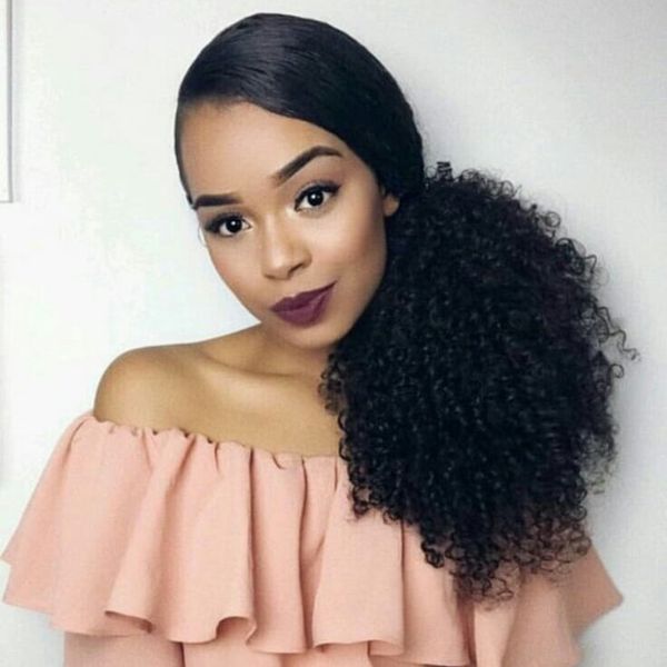 120g Afro Kinky Curly Human Hair Ponytail For Black Women