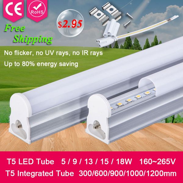TUBO a LED T5 Lampada Luce integrato 5 W 9 W 600 300 mm 2/' 1/' BIANCO FREDDO BIANCO CALDO