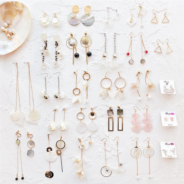 

2018 vintage bohemia sen series shell earrings selection earrings lace jewel earrings accessories eardrop jewelry ing, Silver