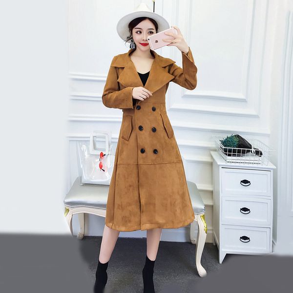 

2018 new fashion women's trench windbreaker jacket female long loose long sleeves jacket coat, Tan;black