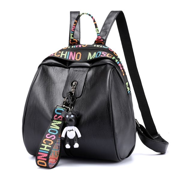 

women's backpack pu leather school bag women casual style cute bear backpacks teenage girls college student casual bag 6873