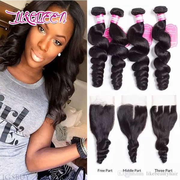 2020 Brazilian Virgin Hair With Closure Extensions 4 Bundles