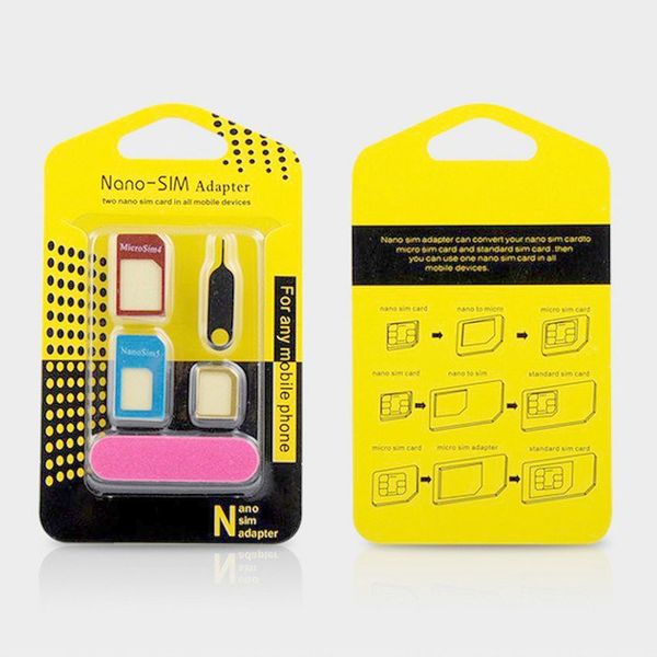 

5 in 1 nano sim card adapters + regular & micro sim + standard sim card & tools for iphone xs x 8 7 6s 6 plus retail box 800pcs/lot