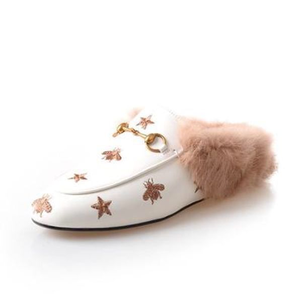

33-43 big sizeladies luxury fur mule slippers leather flat suede shoes flower snake mule fashion outdoor slippers fall and winter shoes867, Black