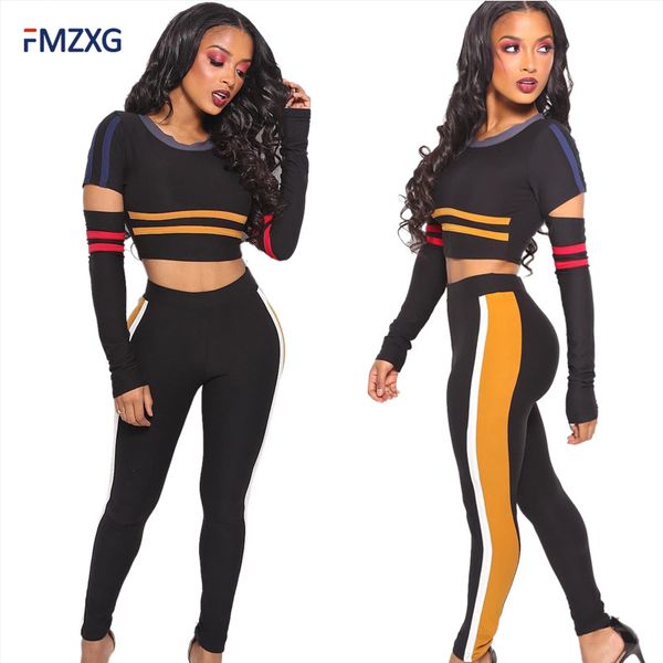 

elasticity 2 piece set fitness clothing women track suit joga set workout suit active wear for women striped + leggings xl, Gray