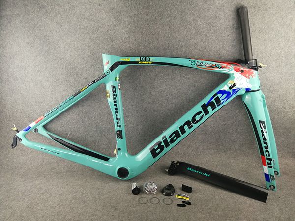 

Bianchi xr4 carbon road frame t1000 green aero bicycke carbon frame eat po t clamp head et fork with bb386 ize 50cm 53cm 55cm 57cm