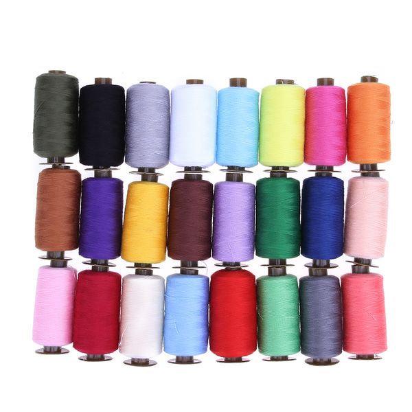 

24pcs 1000 yard embroidery machine sewing threads polyester hand sewing thread patch steering-wheel supplies, Black;white