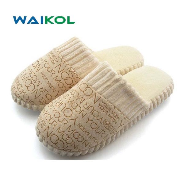 

waikol retail house men&women slippers men shoes indoor warm slippers cotton home floor, Black