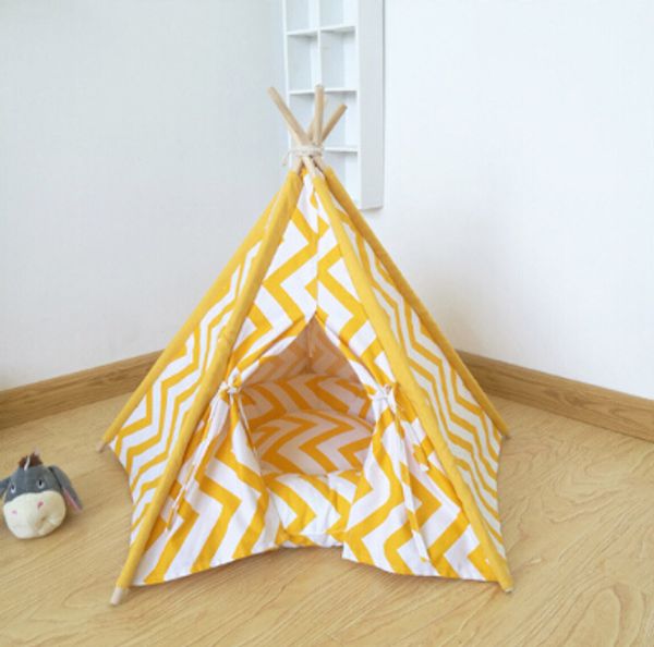 

dog cage pet tent yellow striped four seasons universal pet tent cat nest detachable pet house dog kennel