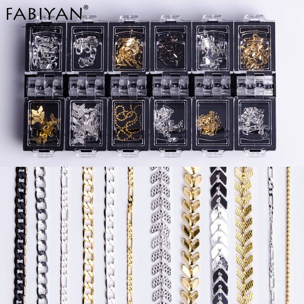1 Box Nail Art Chain Bead Arrow Hollow Line Strip Metal Gold