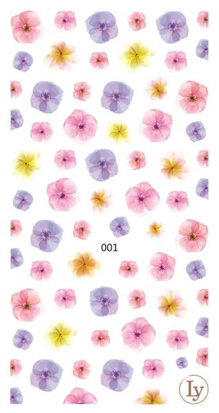 

3 sheets mixed flower feather art water transfer nail art sticker watermark decals diy decoration for beauty nail tools mz0336, Black