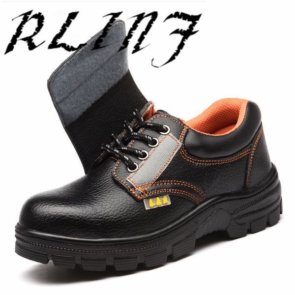 

rlinf steel toe cap anti-smashing anti-scratch wear-resistant non-slip waterproof insulation safety work safety shoes, Black
