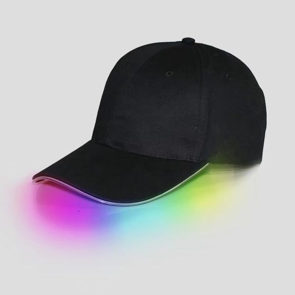 Berretti da baseball LED Cotone Nero Bianco Brillante LED Light Ball Caps Glow In Dark Cappelli Snapback regolabili Cappelli da festa luminosi lin2966