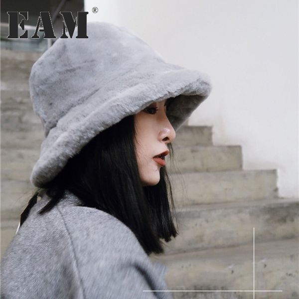 

eam] 2018 autumn all-match new pattern flat plush hat woman solid color keep warm fashion fisherman hat 4 colors ya600, Blue;gray