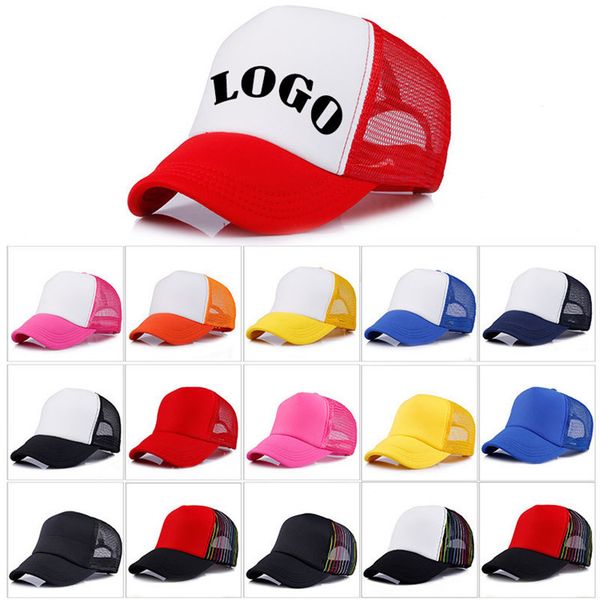 

14 colors kids trucker cap mesh caps blank trucker hats snapback hats acept custom made logo 300pcs t1c363, Blue;gray