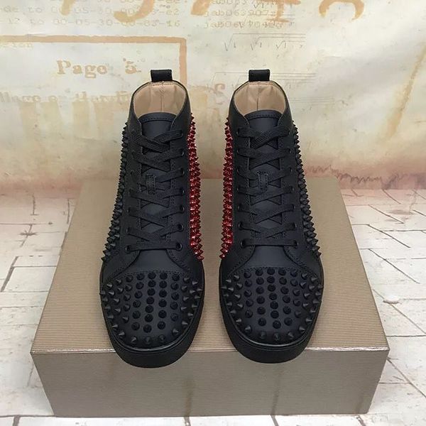 

sneakers luxury designer high skate sneakers mens womens casual shoes brand new comfort spikes red bottom wholesale price size 35-46, Black