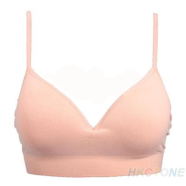 

cotton solid color crop bra padded wire seamless bras, Red;black