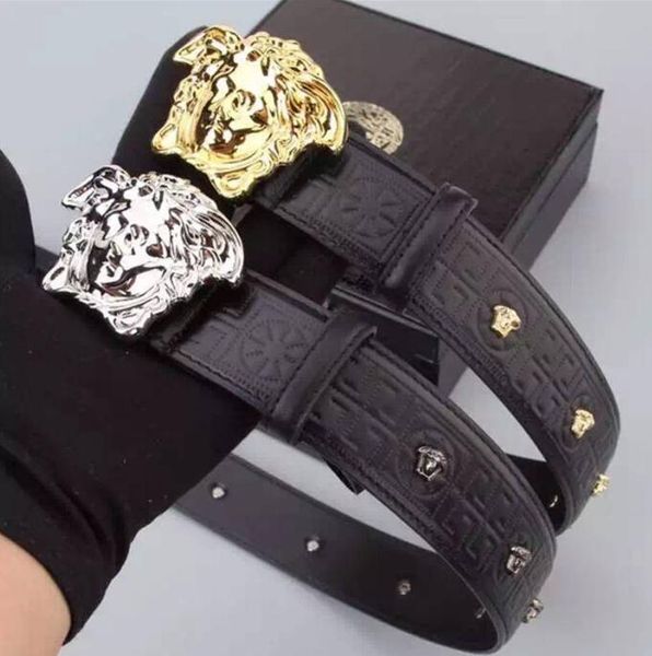 

new 20 models luxury medusa designer fashion buckle belt mens womens belt ceinture as gift, Black;brown