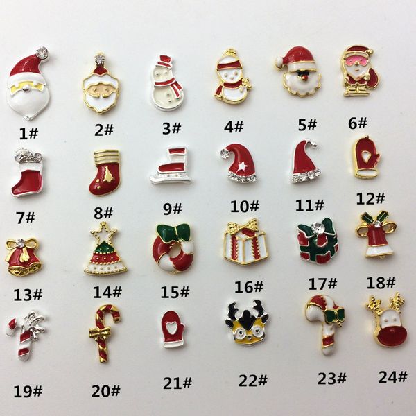 

20pcs/lot japan 3d nail art nail art decoration metal kawaii snowman hat glove santa claus diy tools for christmas party, Silver;gold
