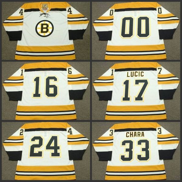 

16 дерек сандерсон 17 милан лучич 24 терри о'рейли 33 здено чара бостон брюинз 1972 ccm старинные на выезде хоккей джерси s-3xl, Black;red