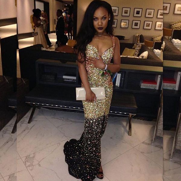 

2019 новый блестящий возлюбленный ремешок золотой черный бисер rhiestone шифон русалка вечерние платья длинное вечернее платье vestido de fe, Black;red