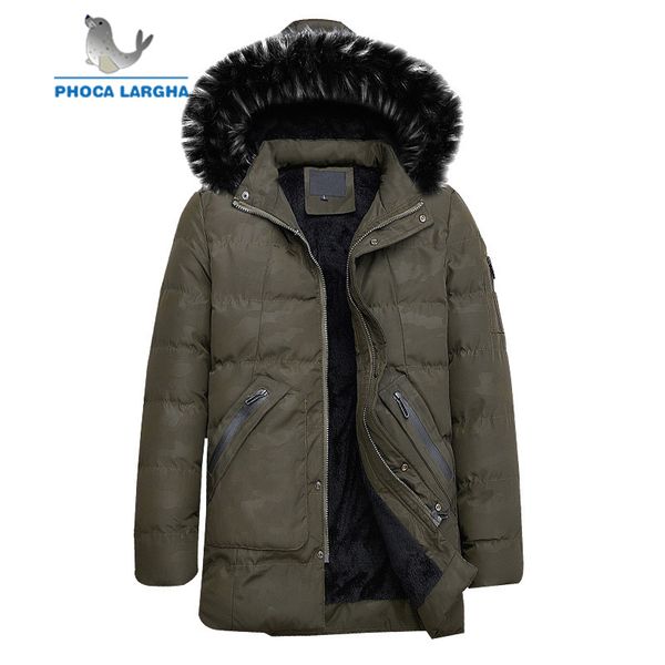 

2018 new winter jacket men coat thick warm casual fur collar long thick coat parkas men windproof hooded outerwear men's parkas, Black