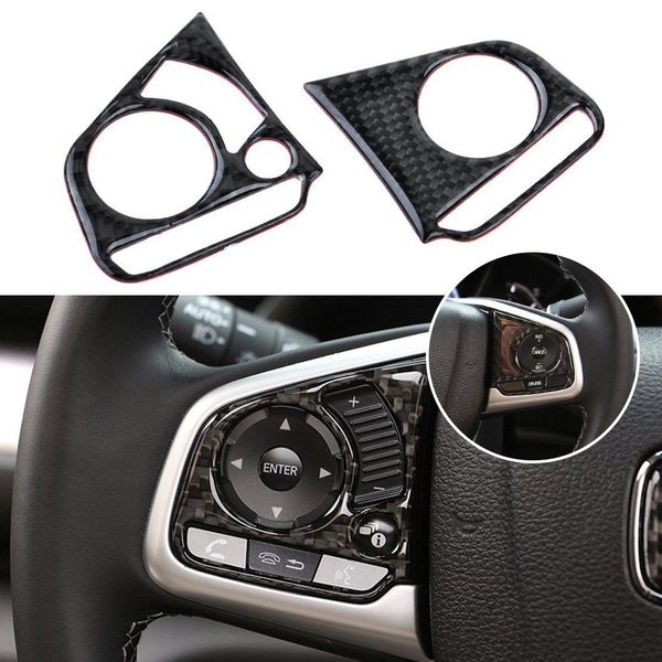 

carbon fiber car steering wheel button cover trim fit for honda civic 2016-2018