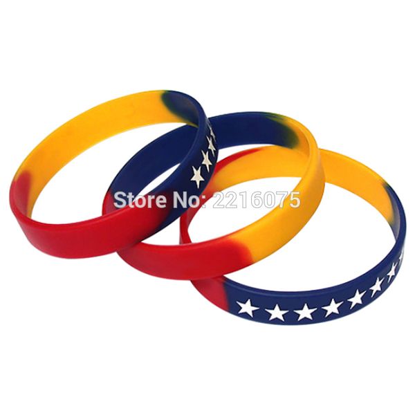 

300pcs flag world cup stars venezuela wristband silicone bracelets by dhl express, White
