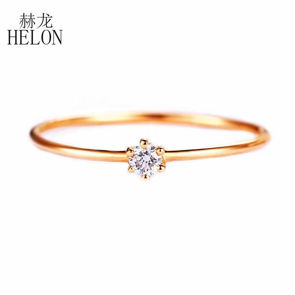 

helon certified 0.06ct si/h natural diamond rings for women solid 18k au750 rose gold engagement wedding trendy elegant jewelry, Golden;silver