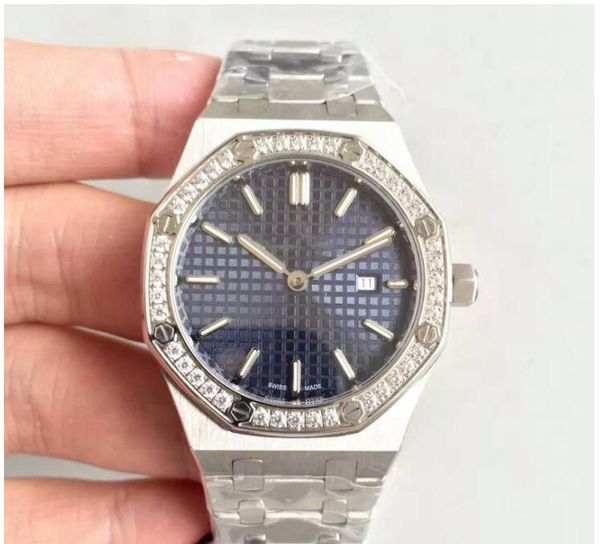 

Роскошные часы Ladys 33 мм кварцевый бриллиантовое кольцо синее лицо из нержавеющей